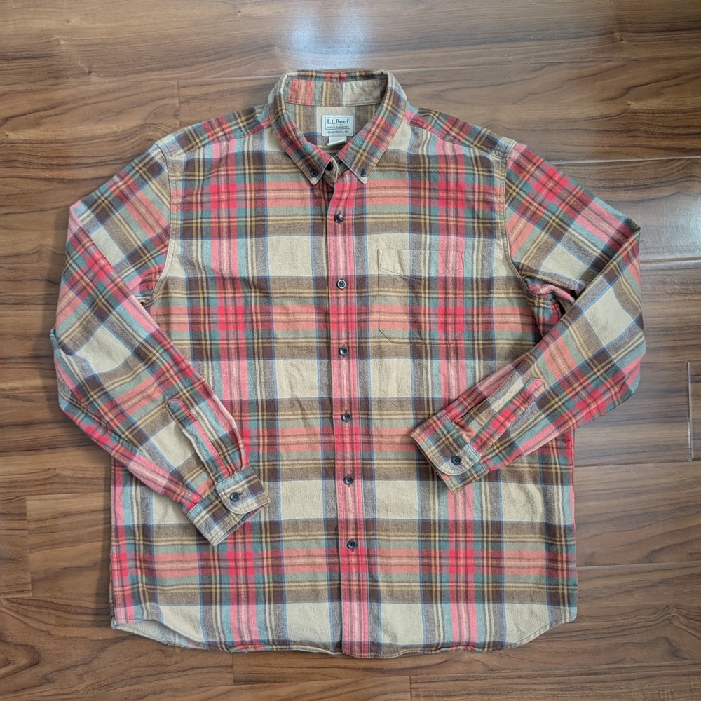 L.L. Bean Men's Scotch Plaid Flannel Shirt, Slightly Fitted